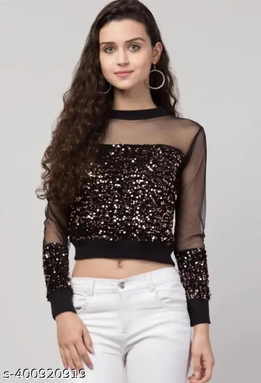 TRENDY BLACK NET TOP