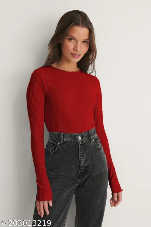 Woman Ribbed top Pure cotton fabric suitable for all seasons western wear girls top