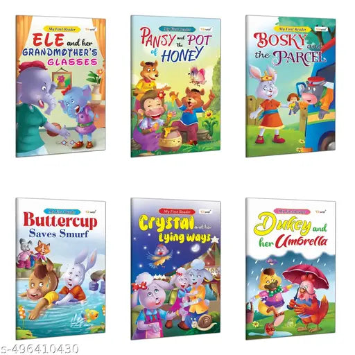 My First Reader - Bosky and the Parcel  Pansy and the Pot of Honey  Buttercup Saves Smurf  Crystal and her Lying Ways and more books - Children's adventure stories  Early reader books - Set of 6 Books