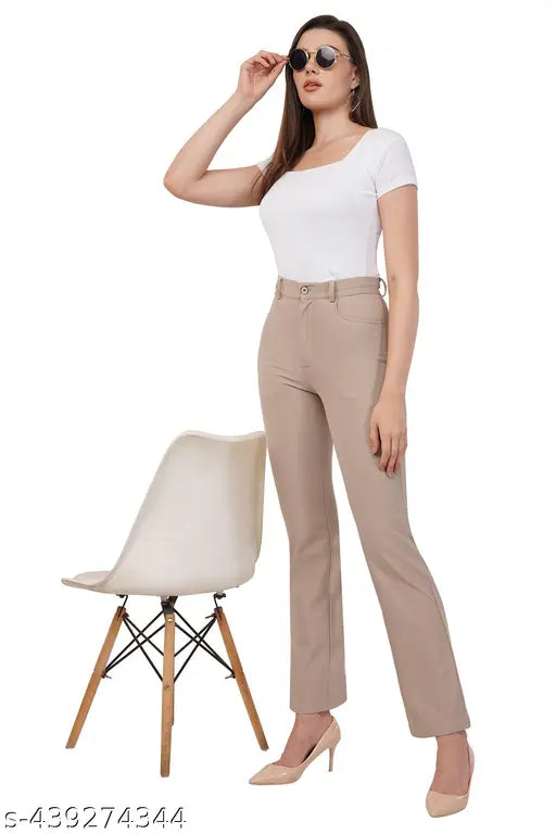 Solid High Waist Korean Straight Trousers for Women offer a comfortable stretchable and chic look perfect for formal casual and daily wear suitable for any occasion in formal and casual both