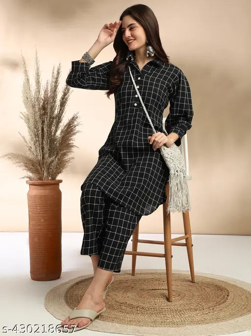 Women's Cotton Printed Kurta with Pant Co-ords Set