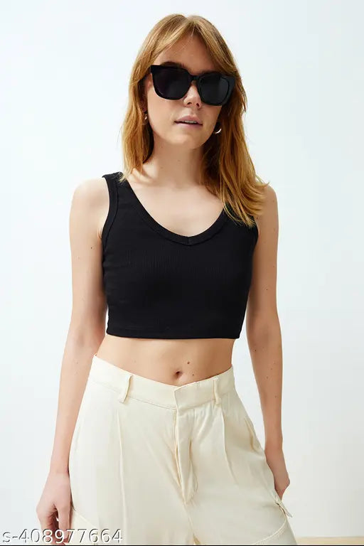 Redamancii V-Neck Round Rib top for women and girls