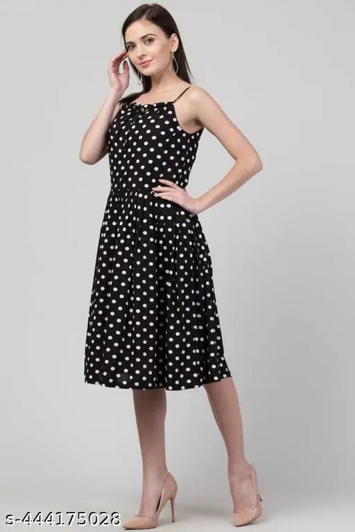 HF polka dot print black dress