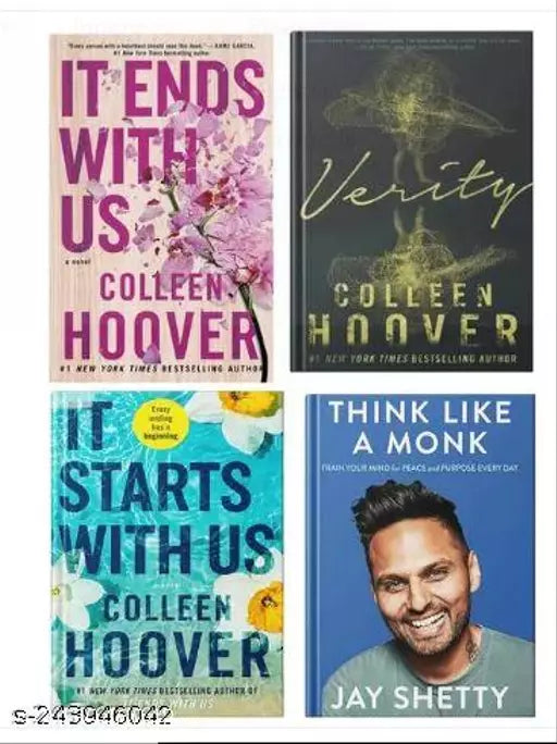 IT END WITH US BY COLLEEN HOOVER + IT STARTS WITH US BY COLLEEN HOOVER + VERITY BY COLLEEN HOOVER + THINK LIKE A MONK BY JAY SHETTY