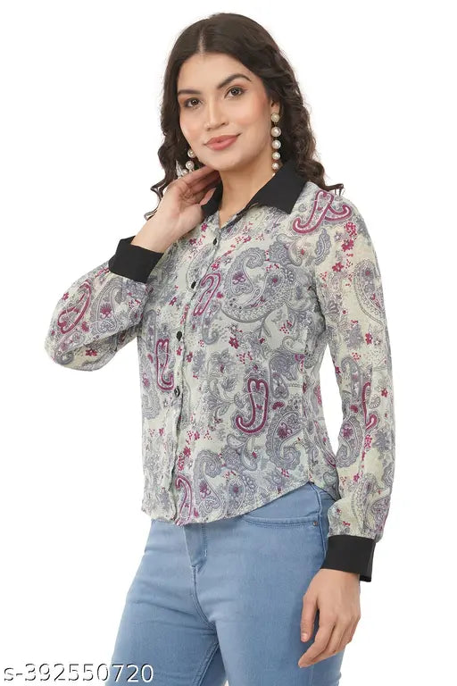 Women printed georgette  casual summer shirt