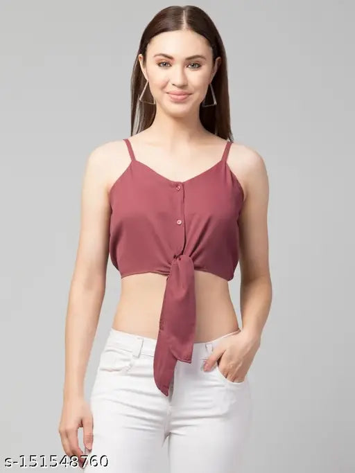 Button down Tie-up Crop Top