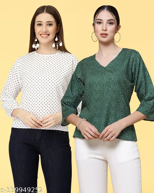 Women Printed Multicolor Top{Pack Of 2}