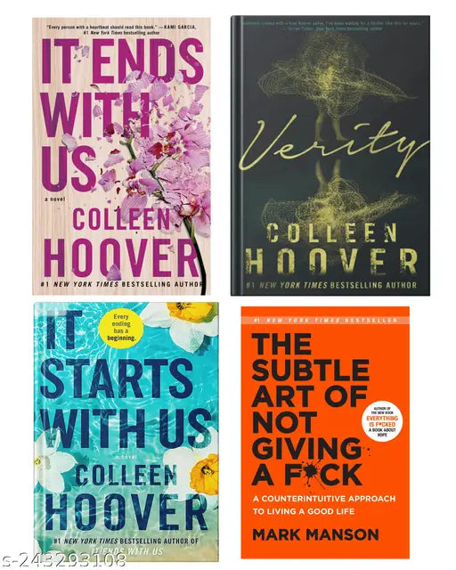 IT END WITH US BY COLLEEN HOOVER  + IT STARTS WITH US BY COLLEEN HOOVER  + VERITY BY COLLEEN HOOVER + THE SUBTLE ART OF NOT GIVING A  BY MARK MANSON