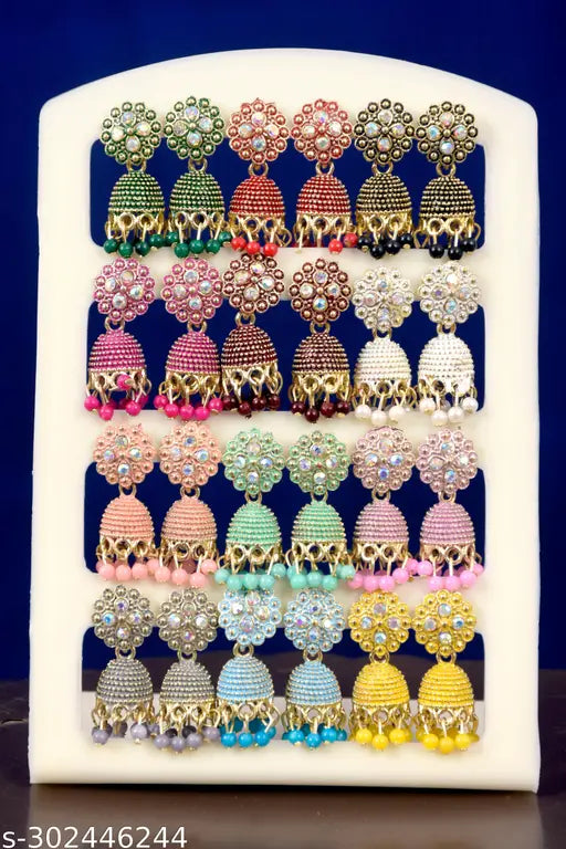 New earrings oxidised color 12 pair combo offers