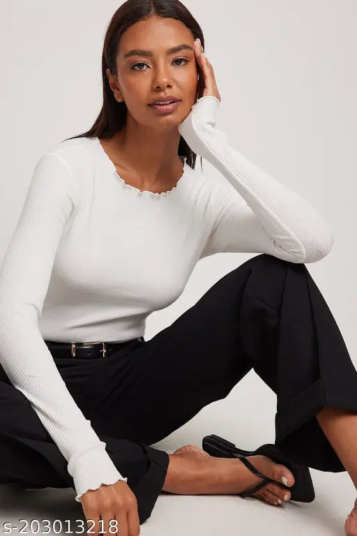 Woman Ribbed top Pure cotton fabric suitable for all seasons western wear girls top