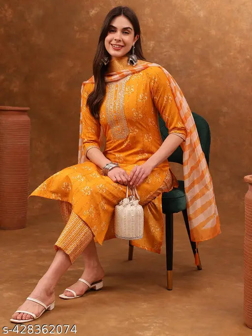 Women's Kurta Pant with Dupatta Ethnic Set