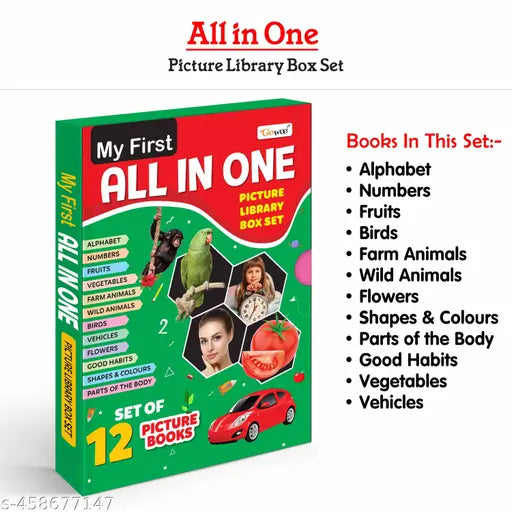 My First All in One Picture Book Collection Box For Early Learning (Green Edition) : Kids learning book  My First Library Early Learning Book for Children  Kid's book collection of 12 books