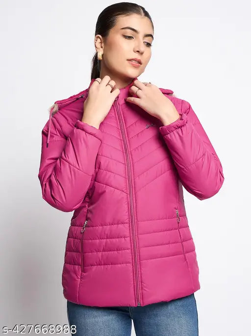 Women Solid Hooded Jacket