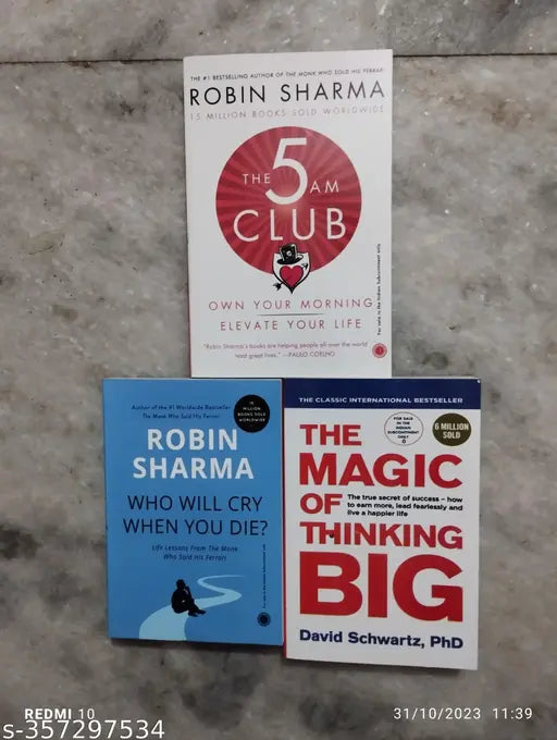 Best Combo Of 3 Books :- The 5 AM Club +  Who Will Cry When You Die + The Magic Of Thinking Big (English  Paperback  Robin Sharma  David Schwartz  PHD)