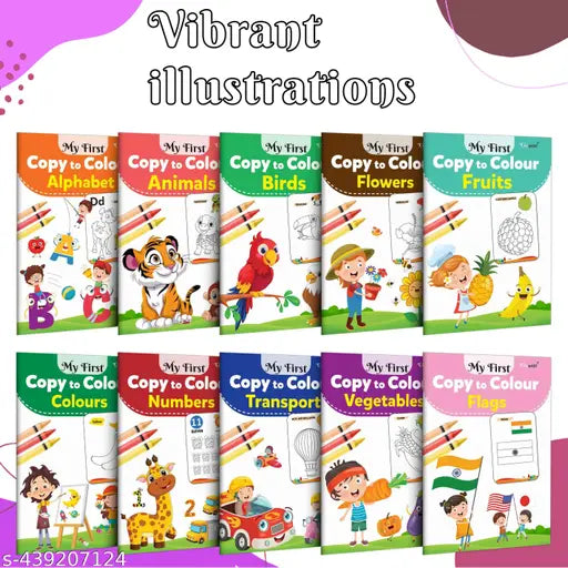 Lkg Class Picture Colouring  Set : Colouring Books For Children  All In One essential Colouring Book  Gift Set For Kids Picture Library Set Of 10 Colouring Books