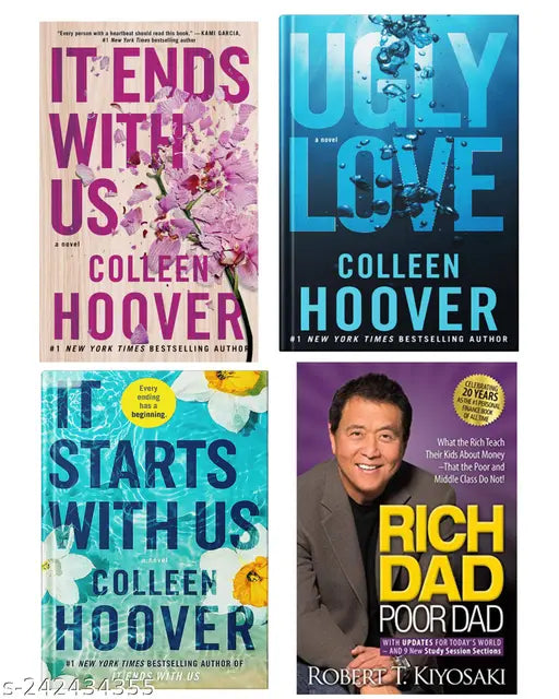 IT END WITH US BY COLLEEN HOOVER  + IT STARTS WITH US BY COLLEEN HOOVER  + UGLY LOVE   BY COLLEEN HOOVER  + RICH DAD POOR DAD BY ROBERT KIYOSAKI