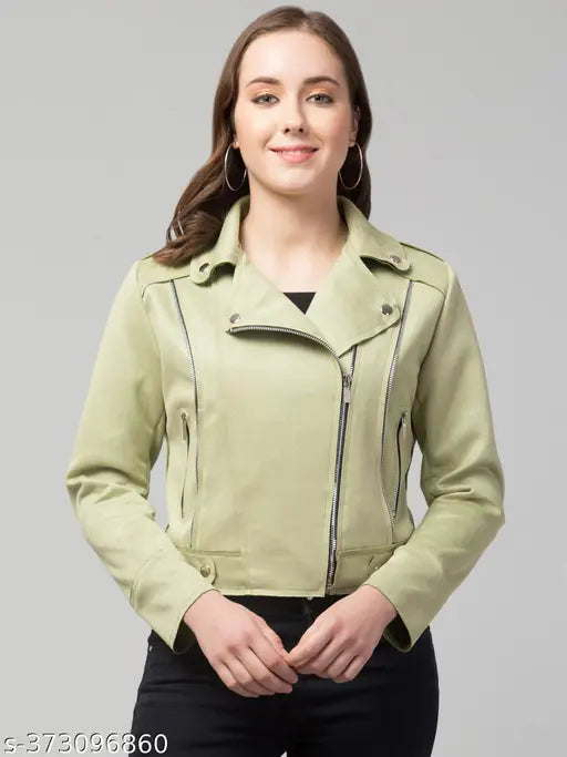 Avyola Women Classic Winter Suede Zipper Jacket