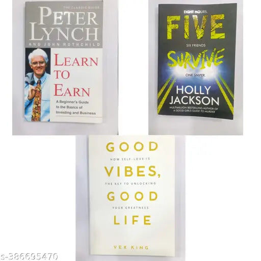BOOKS HUB LEARN TO EARN &FIVE SURVIVE AND GOOD VIBES COMBO (PACK OF 3)