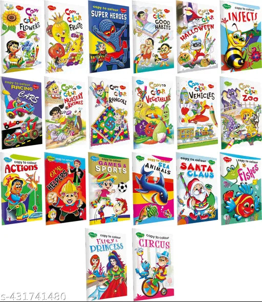 Collection of 20 Colouring books for kids : Colouring books for kids  Activity books for kids  kids colours book - Combo of 20 colouring books