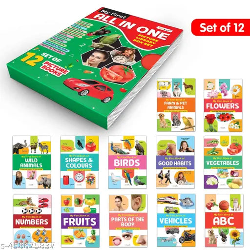 book set for children (Green Edition) : Essential Book Of My First All in One Picture Library Box  Early childhood learning books  Set Of 12 Books