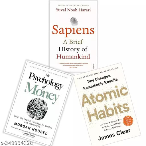 Sets of 3 Books - SAPIENS + The Psychology Of Money +  ATOMIC HABIT - Paperback