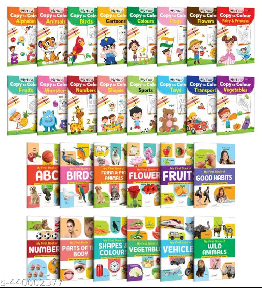 Collection of 28 Colouring and Learning books : My First Book of ABC  Numbers & more and My First Copy to Colour - Alphabet  Animals and more books - Kids Coloring Book  Educational fun learning book