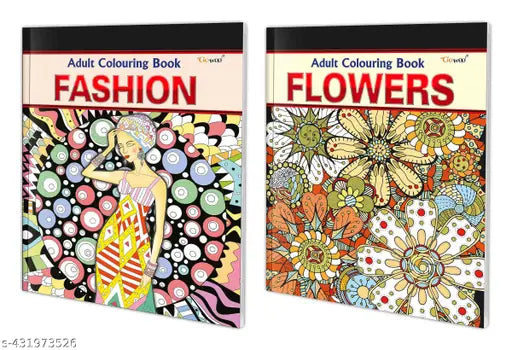 Fashion and Flowers Adult Colouring Books : Relaxing Coloring Book  Creative Coloring Fun  Mindful Coloring Book for Adults - Pack of 2 Adult colouring books