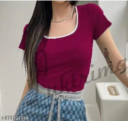 Deepneck Short Contrast Top