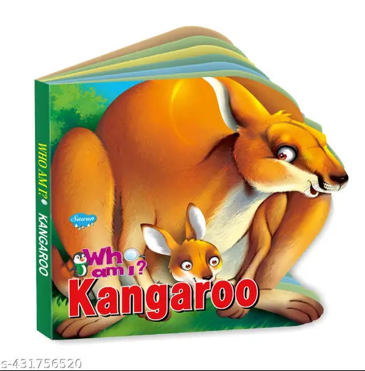 Kangaroo 'Who Am I' Die-Cut Shape Board-Book : Die cut board book for kids  Kids board books  Learning book for kids.