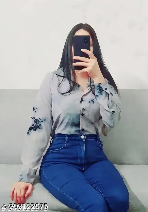 Women Stylish Tie & Dye Crop Shirt / Stylish Full Sleeve  top for Women