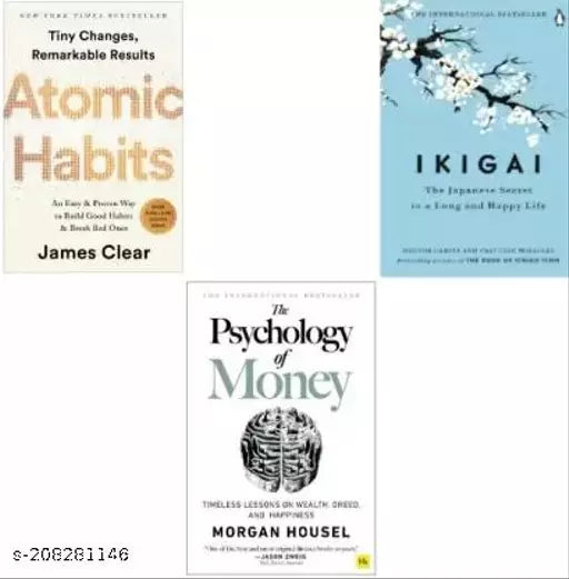 Combo Of Best Seller Books: Psychology Of Moneyy + Atomic Habitss + Ikiggai (Paperback  James Clear)  (Paperback  Morgan Housel  James Clear) (3 BOOKS COMBO)