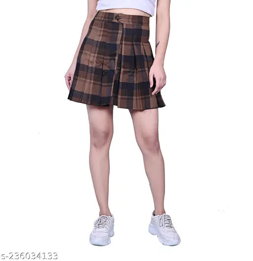Woman Cotton Pleated Mini Skirt