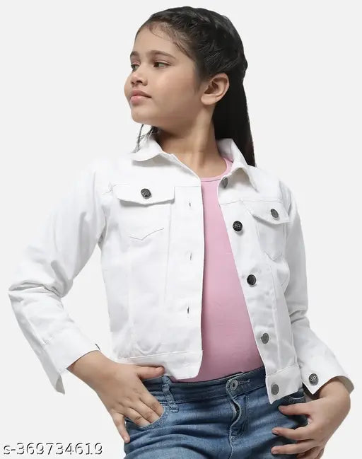 Nature Craft White cotton Solid Kids Jacket