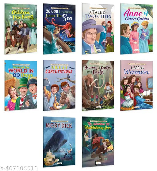 Illustrated educational books for children : A tale of two cities  Great Expectations  Anne of Green Gables and more - Classic tales for kids  Children's learning story book - Pack of 10 books