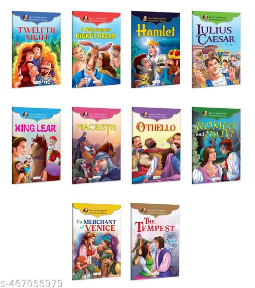 Best of Shakespeare Illustrated Classic :- Twelfth Night  Macbeth  Romeo and Juliet  Othello and more - Classic Stories for Children  Toddler Storybooks with Pictures  Kids storybook - Pack of 10 books