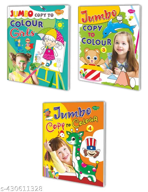 Jumbo Copy to Colour–Girls  3 and 4 colouring books for kids : Activity Colouring books for kids  Colouring books for kids  Girls themed colouring books for kids - Set of 3 Copy to Colour books for kids.