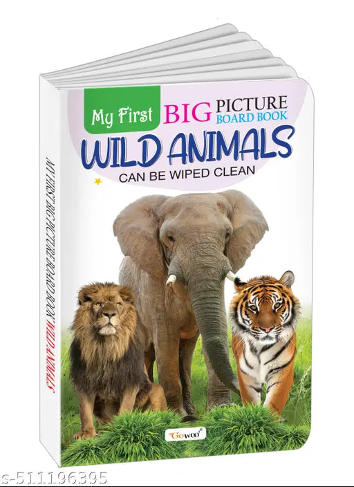 My First Big Picture Board Book Wild Animals : Montessori learning book for toddlers  Toddler picture book  Kids educational picture book  Board book for kids