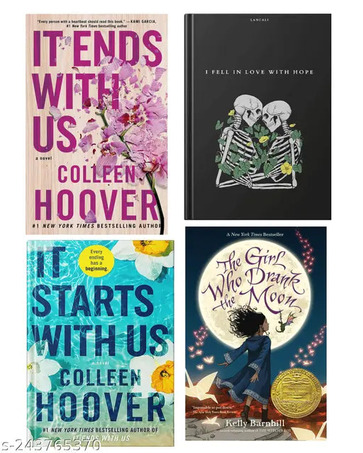 5IT END WITH US BY COLLEEN HOOVER  + IT STARTS WITH US BY COLLEEN HOOVER  + I FELL IN LOVE WITH HOPE BY LANCALI + THE GIRL WHO DRANK THE MOON BY KELLY BARNHILL