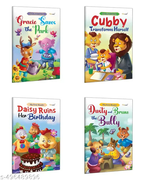 Early Learning Stories for Kids : Cubby Transforms Herself  Daisy Ruins her Birthday  Dusty and Bruno the Bully and Gracie Saves the park - Kids learning stoey book - A Fun Combo of 4 Stories
