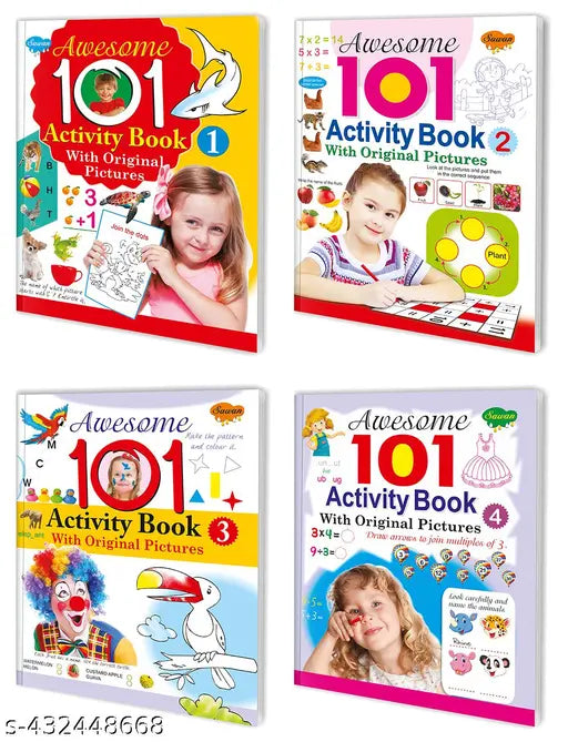 Awesome 101 Activity Book – 1  2  3 and 4 book for kids : Educational activity book  Activity book for young readers  Children learning book - Gift pack of 4 book for kids.