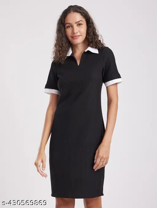 Latest mini collar dress black