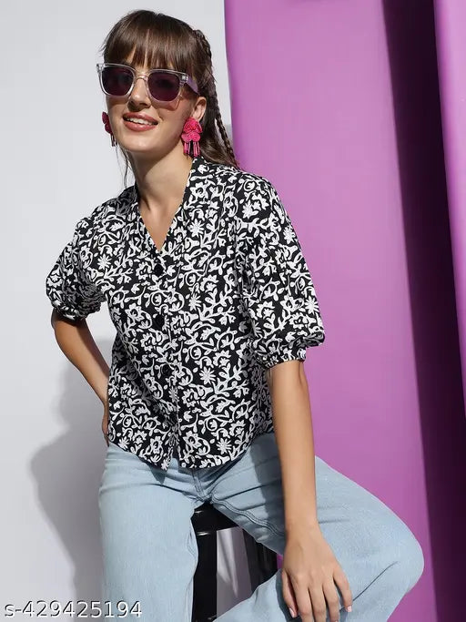 Women's Crepe Batik Printed Casual Resort Shirt