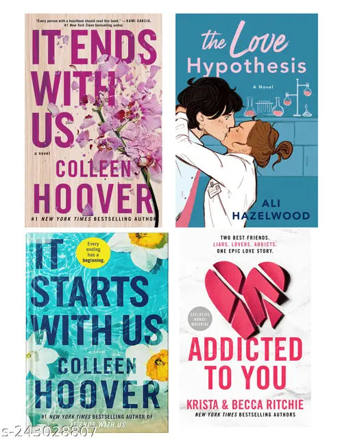 IT END WITH US BY COLLEEN HOOVER  + IT STARTS WITH US BY COLLEEN HOOVER  + THE LOVE HYPOTHESIS BY ALI HAZELWOOD  + ADDICTED TO YOU BY KRISTA RITCHIE