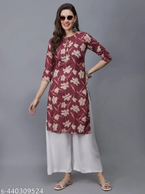 Women Floral Print Pure Cotton Straight Kurta