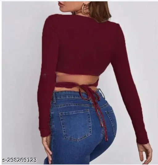 Round Neck Full Sleeve back String Top