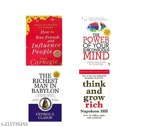 How To Win Friends And Influence People+ The Power of Your Subconscious Mind+ The Richest Man in Babylon+ Think And Grow Rich (SET OF 4 BOOKS)
