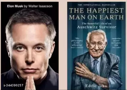 Elon Musk By Walter Isaacson + The Happiest Man On Earth  (Paperback  Eddie Jaku