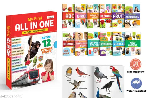 My First All in One Picture Library Box (Red Edition) : Kids first little library  book for kids  Early learning books  Picture book collection  Box Set Of 12 Books