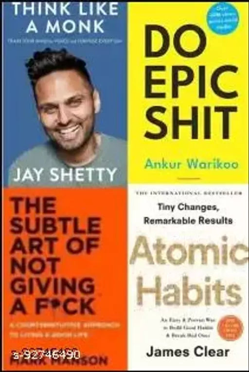 4 BOOKS COMBO BEST DEAL Think like a monk +do epic shit+the subtle of art +atomic habit by james clear