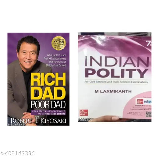 BOOK HUB-Indian Polity By M. Laxmikanth For All Exam & Rich Dad Poor Dad(Paperbsck  English)